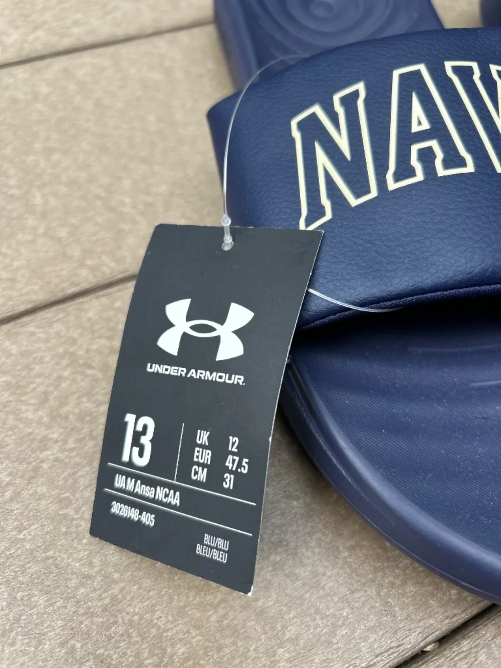 Under Armour Navy Midshipmen Slides  Size 13 NWT